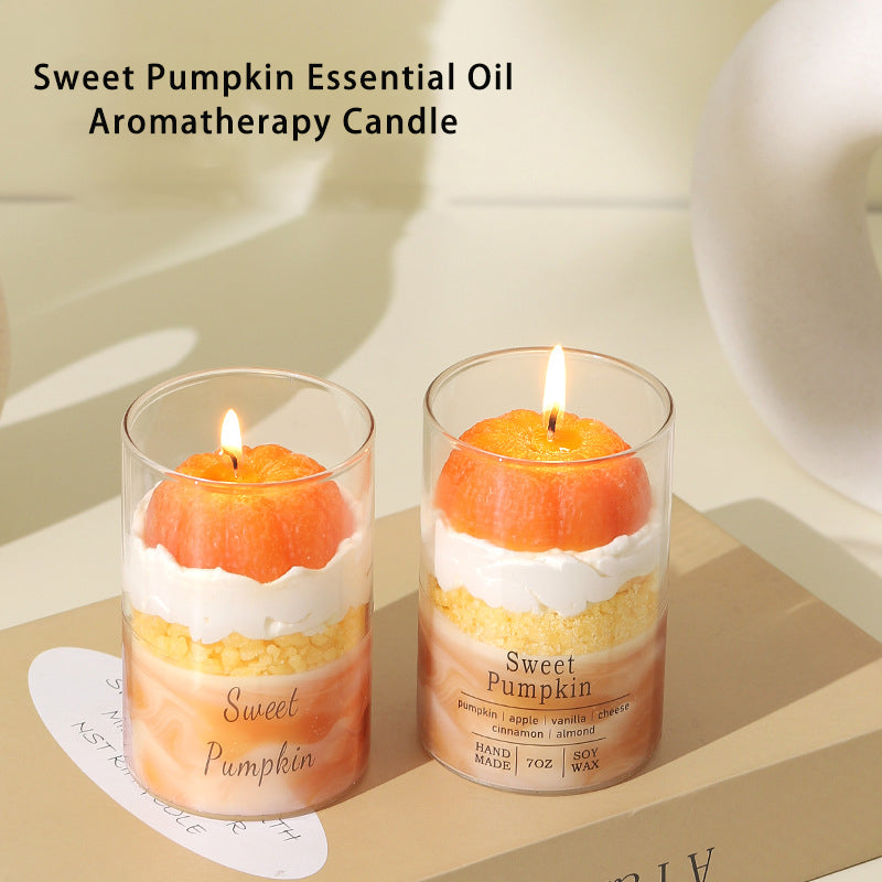 Sweet Pumpkin Tea Aromatherapy Candle Cup Soy Wax Home Smokeless Essential Oil Candle Ornament