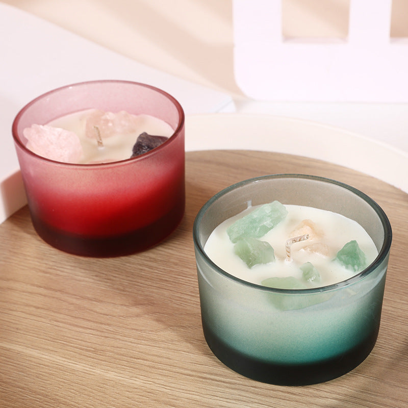 Healing Crystals Aromatherapy Candles with Colored Glass Cups Fragrance Ornaments