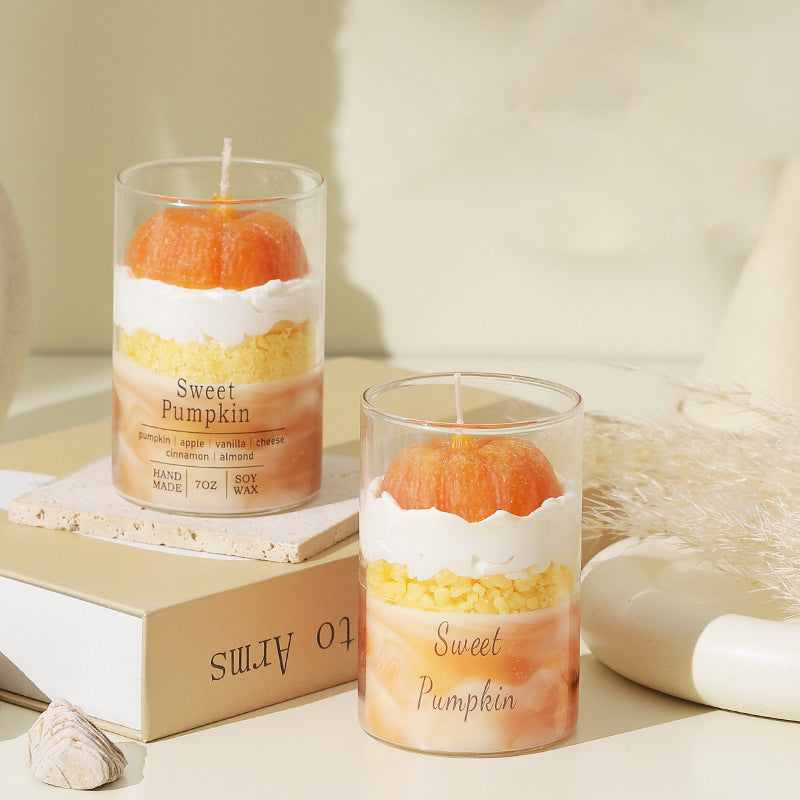 Sweet Pumpkin Tea Aromatherapy Candle Cup Soy Wax Home Smokeless Essential Oil Candle Ornament