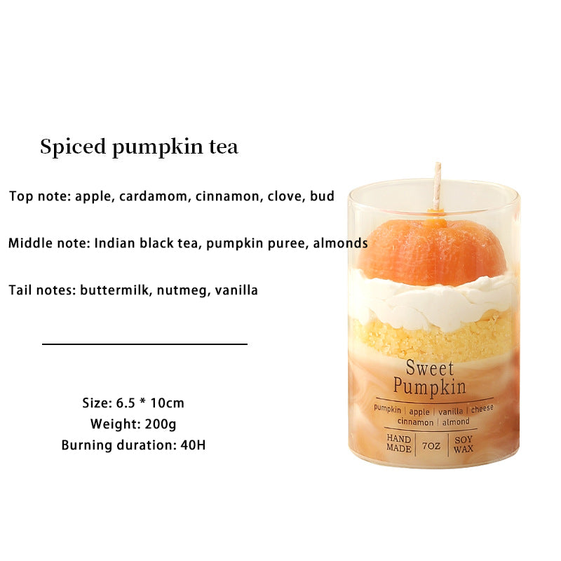 Sweet Pumpkin Tea Aromatherapy Candle Cup Soy Wax Home Smokeless Essential Oil Candle Ornament