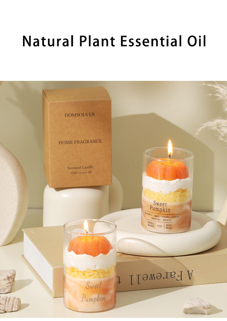 Sweet Pumpkin Tea Aromatherapy Candle Cup Soy Wax Home Smokeless Essential Oil Candle Ornament